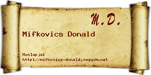 Mifkovics Donald névjegykártya
